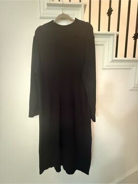 Prologue Black Long-Sleeve Knit Midi Dress